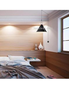 Aplique grande colgante con forma de campana cónica Super Attic 1xE27 | LeónLeds Iluminación | luminaria negra cono 2