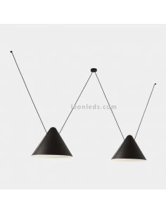 Lámpara de techo con pantallas cónicas Super Attic Pendant E27 | LeónLeds Iluminación | 2 pantallas punto de luz central