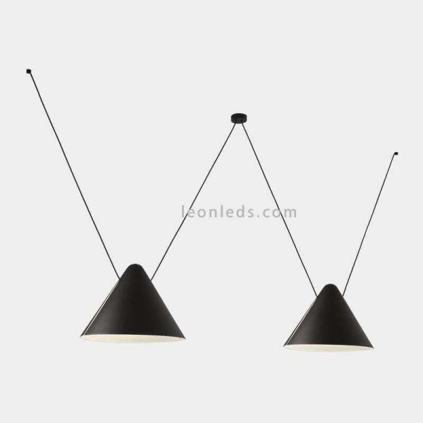 Lámpara de techo con pantallas cónicas Super Attic Pendant E27 | LeónLeds Iluminación | 2 pantallas punto de luz central