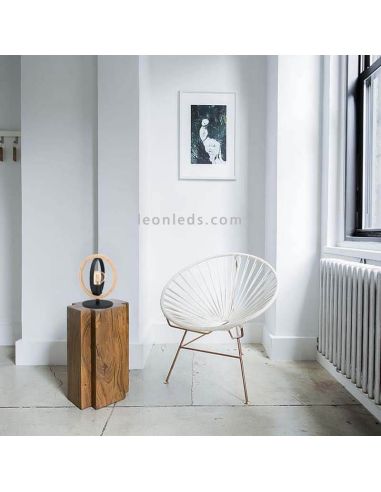Candeeiro de mesa LED vintage de madeira Basildon 1XE27 | Luminária de teto retrô da Eglo Iluminación | Leon Iluminação LED