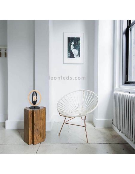 Lámpara sobremesa LED vintage de madera Basildon 1XE27 | Lámpara de techo retro de Eglo Iluminación | LeonLeds Iluminación