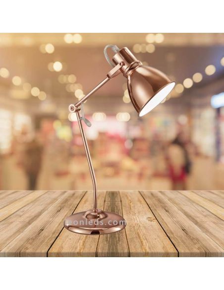 Lámpara de sobremesa color Cobre serie Jasper foto de ambiente marca Trio Lighting Leonleds