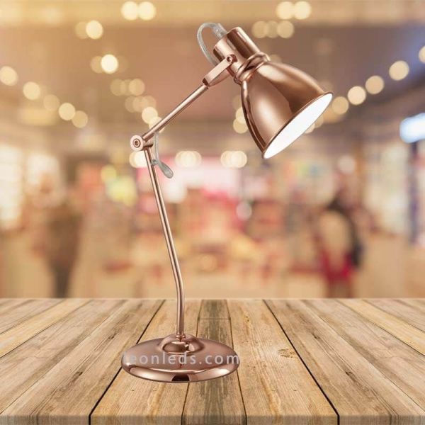 Lámpara de sobremesa color Cobre serie Jasper foto de ambiente marca Trio Lighting Leonleds