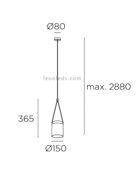 Lámpara colgante cilíndrica moderna Attic Pendant 1xE27 | LeónLeds Iluminación | medidas