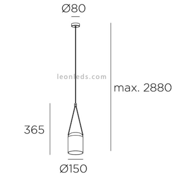 Lámpara colgante cilíndrica moderna Attic Pendant 1xE27 | LeónLeds Iluminación | medidas