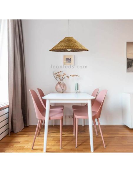 Grande suspension E27 Caribe en rotin naturel LedsC4