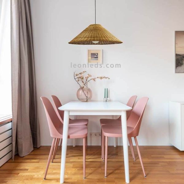 Lámpara colgante grande E27 Caribe de rattan natural LedsC4