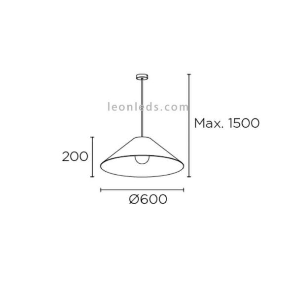Lámpara colgante grande E27 Caribe de rattan natural dimensiones