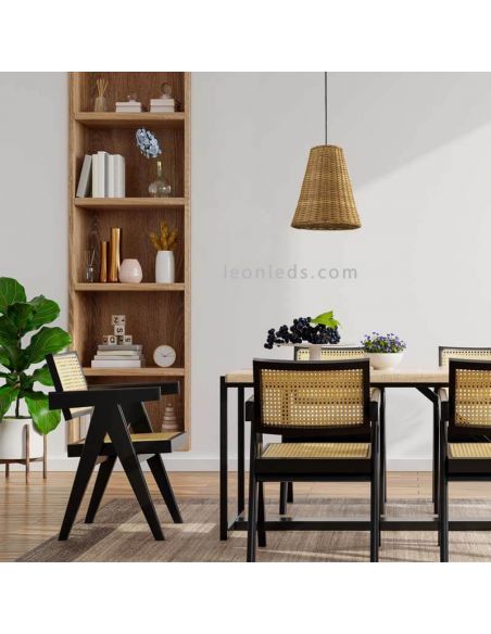 Lámpara colgante Caribe pequeña de rattan natural Ø26cm LedsC4