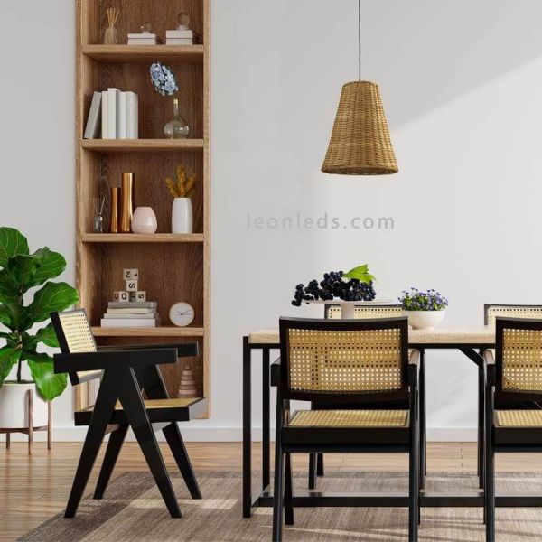 Lámpara colgante Caribe pequeña de rattan natural Ø26cm LedsC4