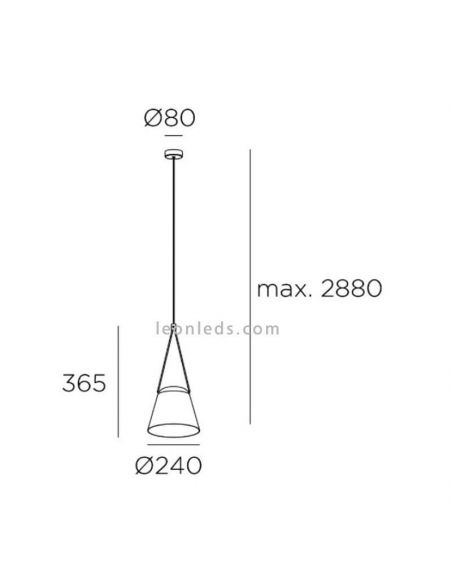 Luminária suspensa Pendente de sótão em forma de cone 1xE27 | LeónIluminação Leds | medidas