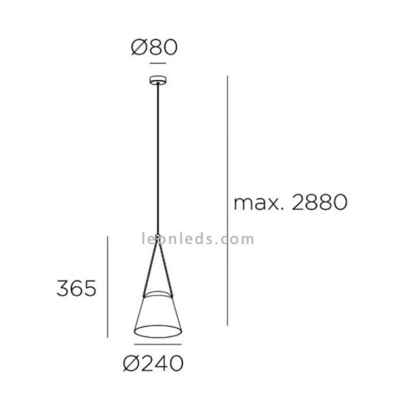 Luminária suspensa Pendente de sótão em forma de cone 1xE27 | LeónIluminação Leds | medidas