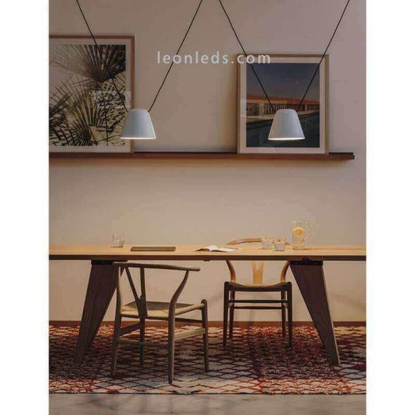 Lampe suspendue pour source lumineuse latérale Attic Pendant 1xE27 | Éclairage LeónLeds | lampe blanche pour restaurant