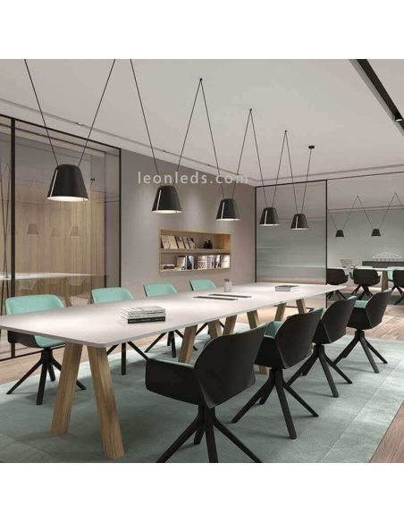 Lámpara colgante para punto de luz lateral Attic Pendant 1xE27 | LeónLeds Iluminación | Lámpara negra para comedor