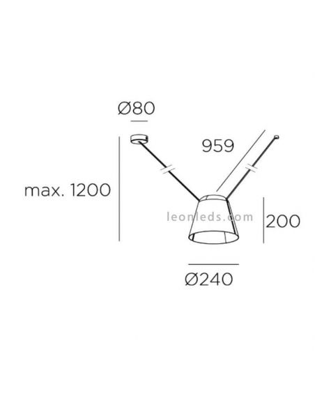 Lámpara colgante para punto de luz lateral Attic Pendant 1xE27 | LeónLeds Iluminación | Lámpara colgante medidas