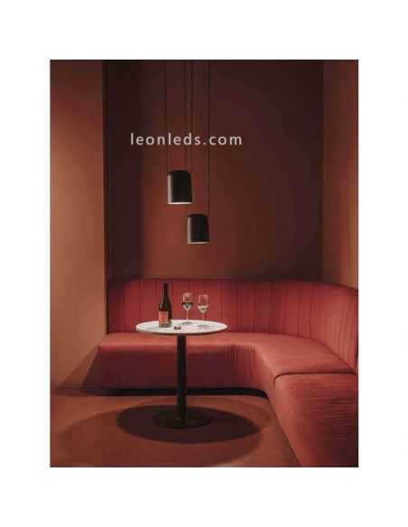Lámpara colgante cilíndrica para punto de luz lateral Attic Pendant 1xE27 | LeónLeds Iluminación | Luminaria negra para salón
