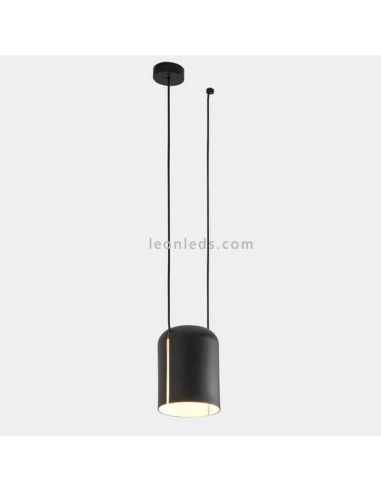 Candeeiro de suspensão cilíndrico para fonte de luz lateral Pendente de sótão 1xE27 | LeónIluminação Leds | luminária preta