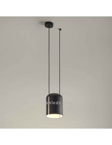 Suspension cylindrique pour source lumineuse latérale Attic Pendant 1xE27 | Éclairage LeónLeds | luminaire noir pour entrée