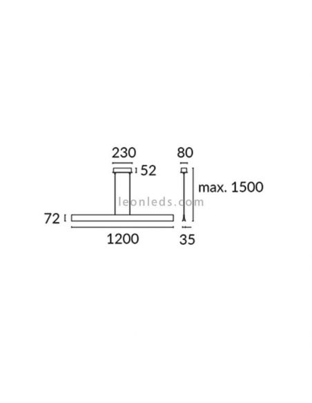 Dimensões Luminária pendente LED minimalista regulável Bravo de 3000k