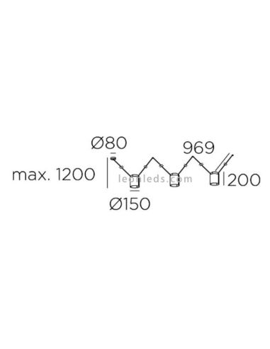 Lâmpada suspenso cilíndrica com 3...