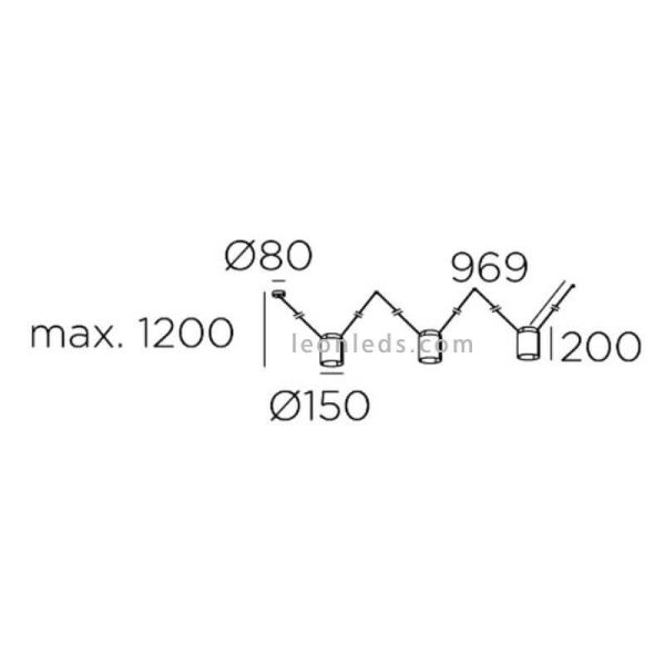 Lampe suspendue cylindrique avec 3...