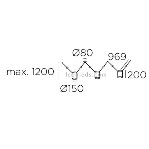 Luminária pendente cilíndrica com 3...