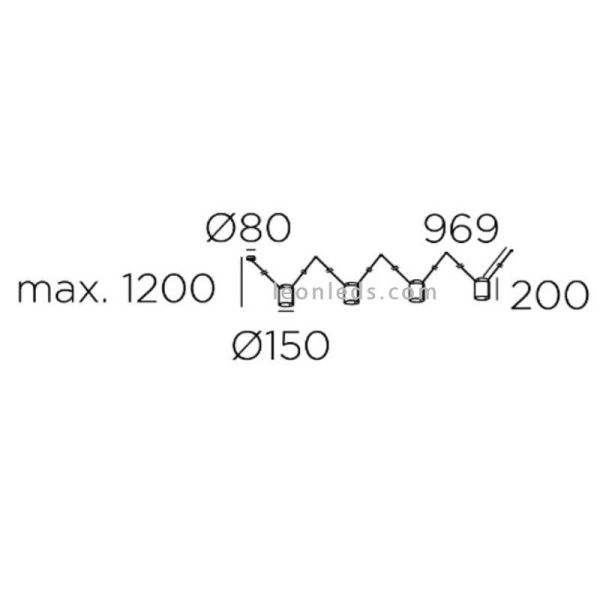 Lámpara colgante con 4 pantallas...