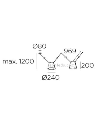 Lámpara de techo con 2 campanas...