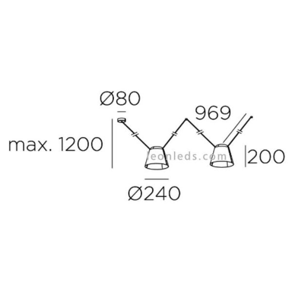 Lámpara de techo con 2 campanas...