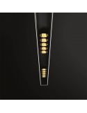 Primer plano de la lámpara de techo negra y dorada Black Foster 1200 de Arkoslight | LeónLeds.com