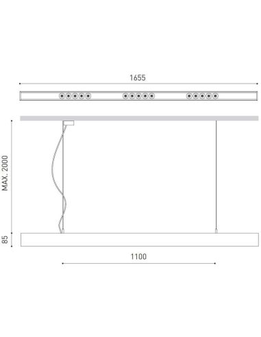 Dimensiones de la lámpara de techo Black Foster 1600 de Arkoslight | LeónLeds.com