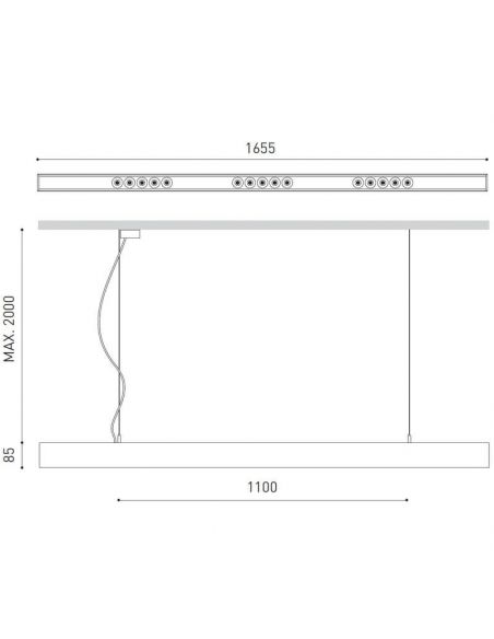Dimensiones de la lámpara de techo Black Foster 1600 de Arkoslight | LeónLeds.com