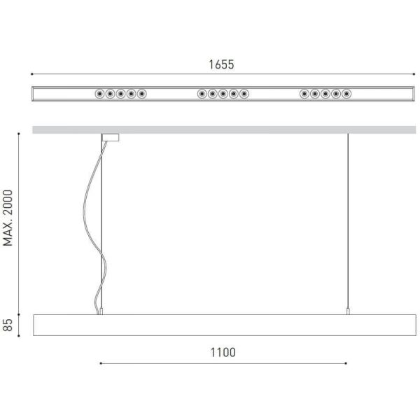 Dimensiones de la lámpara de techo Black Foster 1600 de Arkoslight | LeónLeds.com