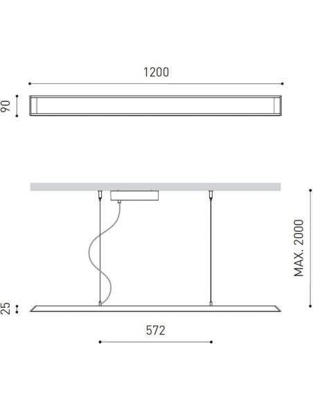 Dimensiones de la lámpara de techo Slimgot 120 de Arkoslight | LeónLeds.com