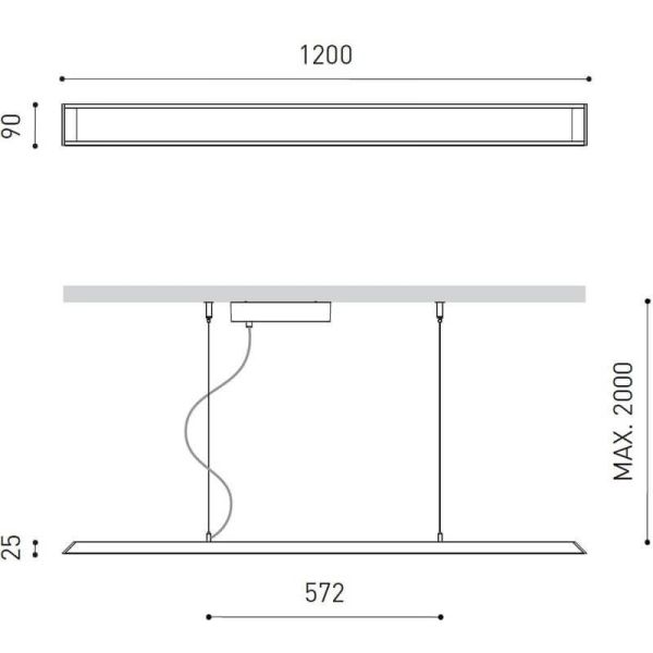 Dimensões da luminária de teto Slimgot 120 da Arkoslight | LeonLeds.com