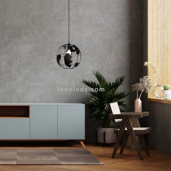 Lámpara de Techo Negra Mundo de metal