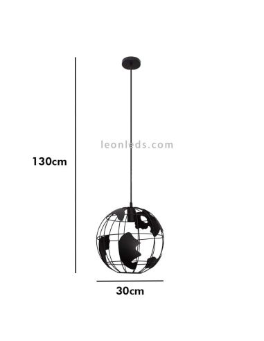 Lámpara de Techo Negra Mundo dimensiones