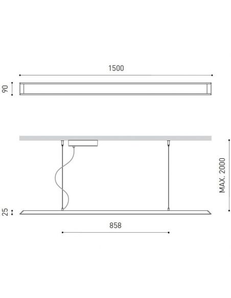 Dimensiones de la lámpara de techo Slimgot 150 de Arkoslight | LeónLeds.com