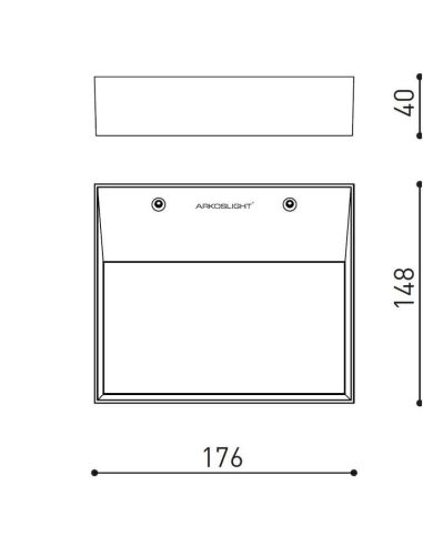 Dimensiones del aplique de pared Rec Mini de Arkoslight | Aiure