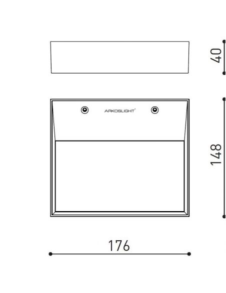 Dimensiones del aplique de pared Rec Mini de Arkoslight | Aiure