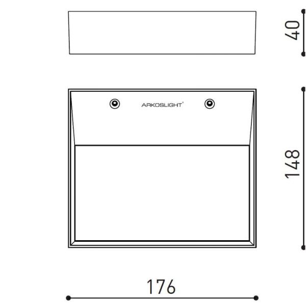 Dimensiones del aplique de pared Rec Mini de Arkoslight | Aiure