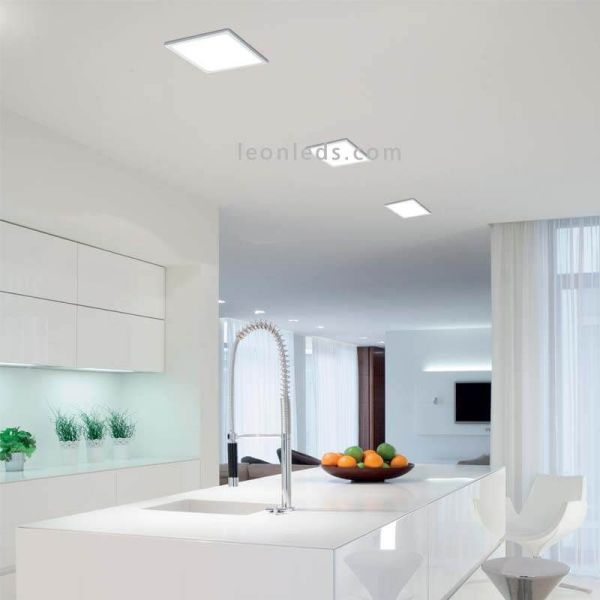 Downlight LED quadrado Saona 6W tamanho pequeno 9Cm | LeónIluminação Leds | para corredor