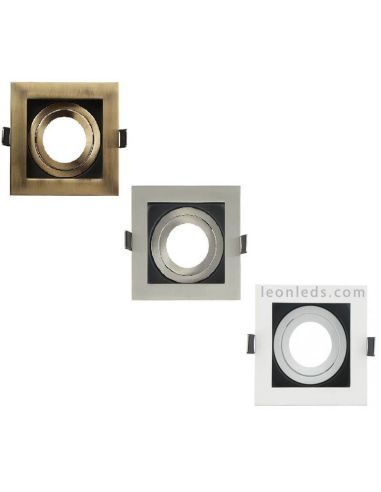 Aro empotrable orientable 1xGU10 cuadrado 3 colores Batu Fabrilamp | LeonLeds Iluminación