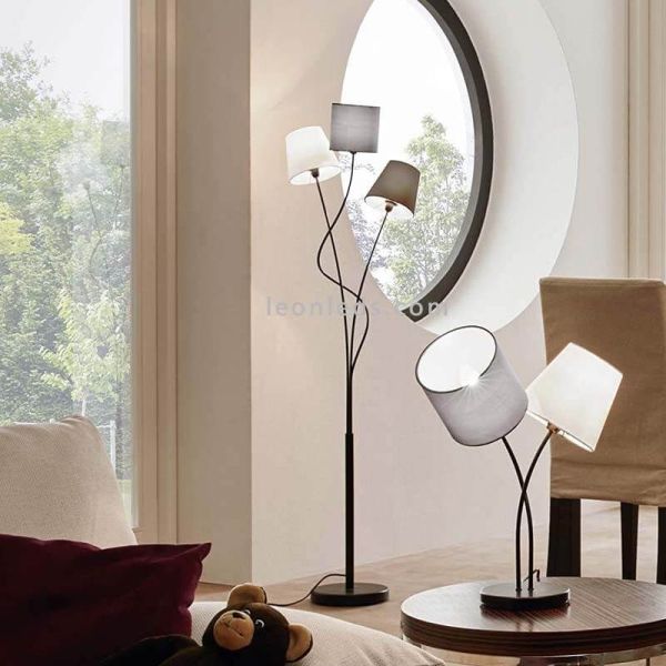 Lampadaire Maronda en tissu et acier 3xE14 environnement Eglo