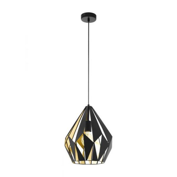 Lámpara de Techo Carlton 1 negra y oro 1XE27 | Lámpara vintage de techo de Eglo Lighting | LeonLeds
