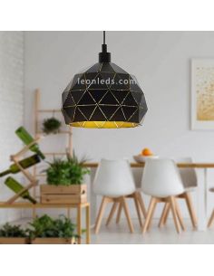 Luminária de teto E27 Roccaforte Ø40cm preto e dourado 2