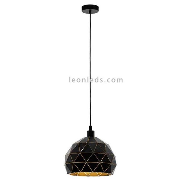 Plafonnier E27 Roccaforte Ø40cm noir et or