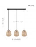 Lámpara colgante Dembleby natural 3 luces de madera dimensiones