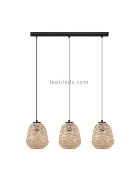 Lámpara colgante Dembleby natural 3 luces de madera