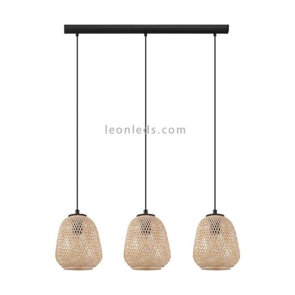 Lámpara colgante Dembleby natural 3 luces de madera